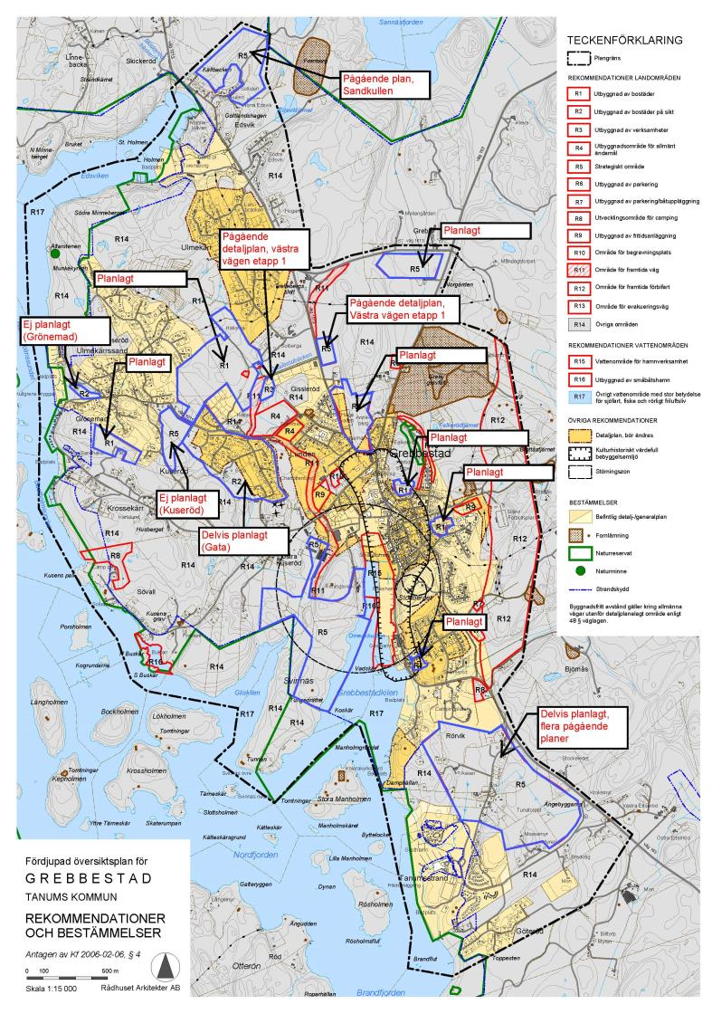 Alternativa platser för exploateringen Den planerade exploateringen på Svinnäs syftar till att utgöra en utvecklig av Grebbestad tätort med en förlängning av centrum.