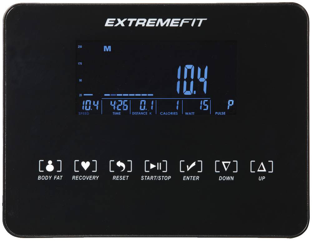 11. Användarinstruktioner för datorn Knapparnas funktioner: UP DOWN ENTER START/STOP RESET RECOVERY BODY FAT Öka värde i valt fönster alt.