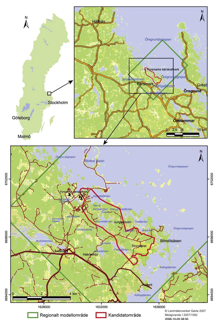 18 1091847 5 Öppen 3.0 Godkänt Geologi Figur 5-1 visar det område där platsundersökningar för slutförvarsanläggningen gjorts. Figur 5-1. Området (grön ruta).