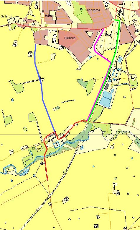 1c 1a 1b Blandtrafik på väg 1263 genom Ellinge