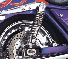 PROGRESSIVE SUSPENSION STÖTDÄMPARE HARLEY DAVIDSON Dämparhus i aluminium. KROMAD progressiv fjäder. Fjäderförspänningen ställbar i 4 lägen.