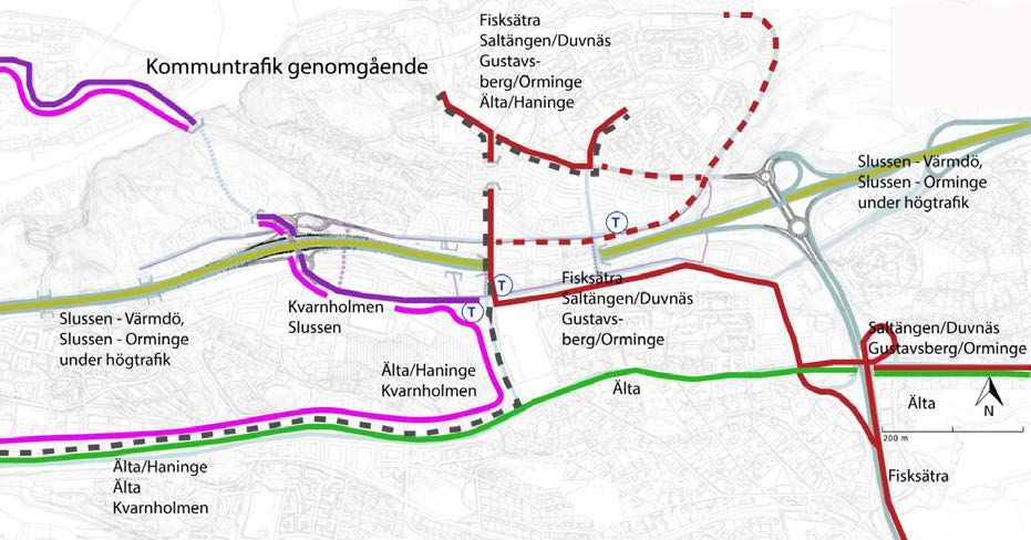 Utredning Bussterminal Nacka C 21(43) Figur 6 visar de gator och vägar som bör planeras för kommuntrafik inom centrala Nacka.