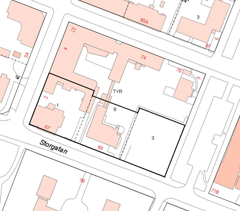 2 (12) Kv Tyr, fastighetsindelning och planområde BEHOVSBEDÖMNING En behovsbedömning enligt Plan- och bygglagen och MKB-förordningen har gjorts av Umeå kommun.