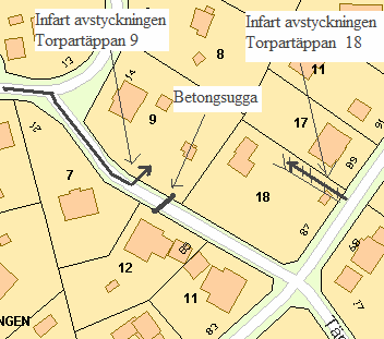 6 Svar: Planområdet och således planförslaget omfattar fastigheterna Torpartäppan 9 samt Torpartäppan 18. Planområdet omfattar inte omkringliggande vägar.