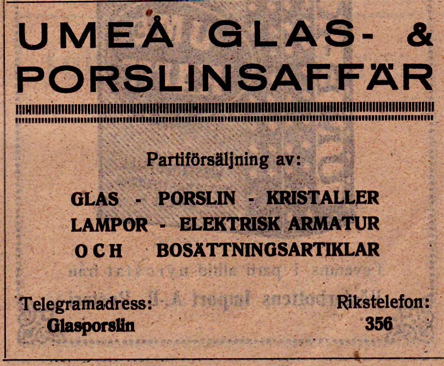 20 Umeå Glas- & Porslinsaffär Tel.