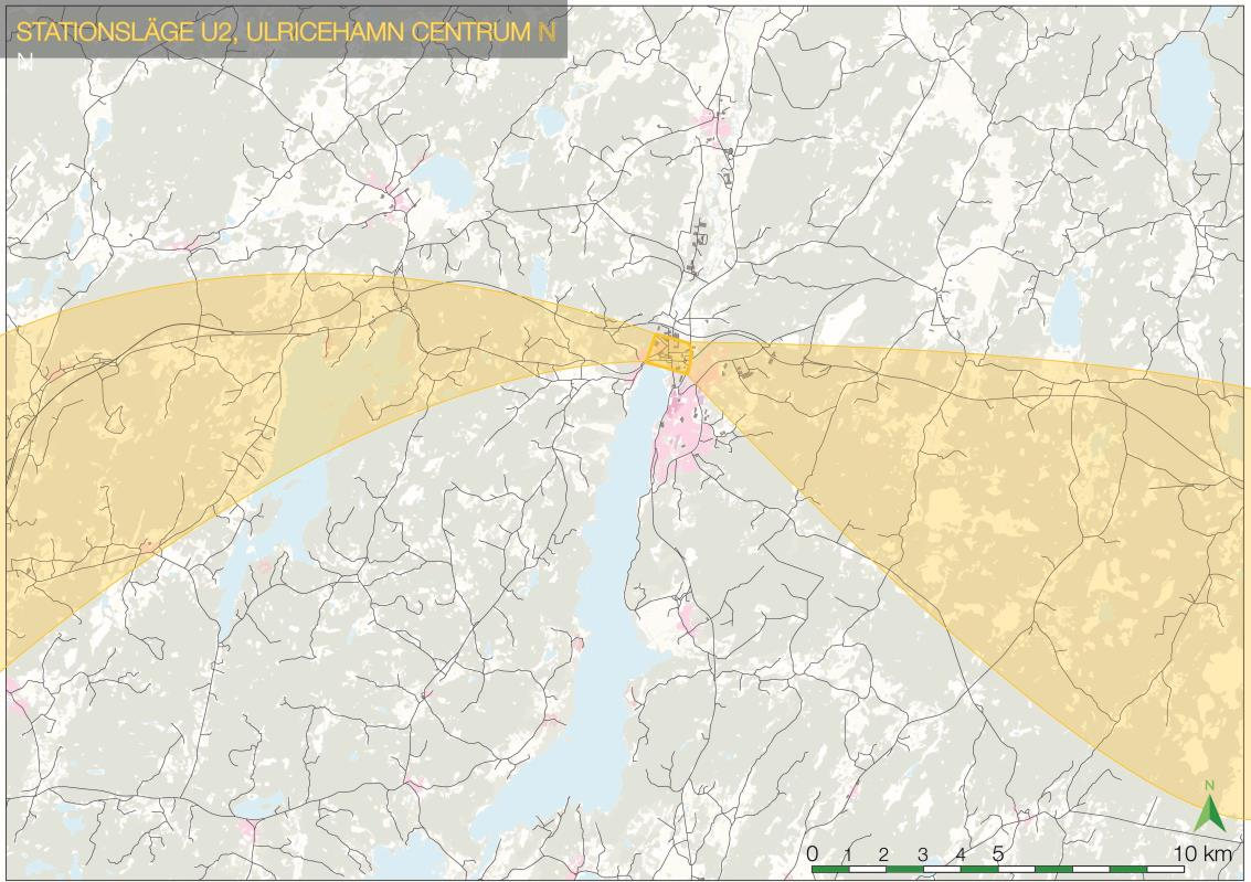 Princip stationsläge U2, Ulricehamn C I princip U2 skapas ett nytt stationsläge i anslutning till centrala Ulricehamn.