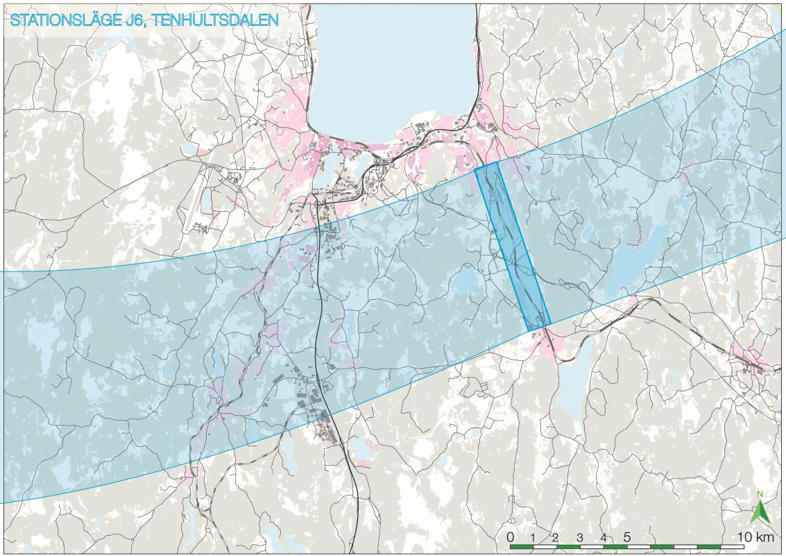 Princip stationsläge J6, Tenhultsdalen Principen för stationsläge J6 är en station i korsning med Jönköpingsbanan i Tenhultsdalen.