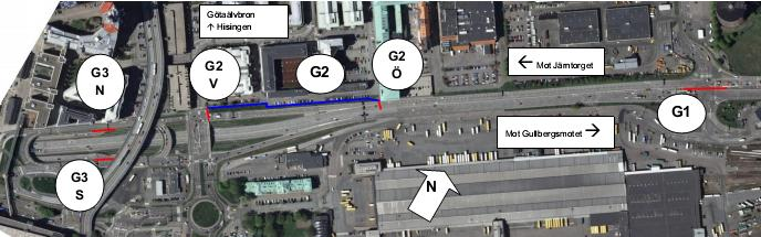 Användarvägledning för Hydromodellen 9 av 18 Skyddsbarriär T5 Figur 6 Översvämningsmodellen före och efter ändring av skyddsbarriär T5 i Norra Ågata och Gullbergsbrogata.