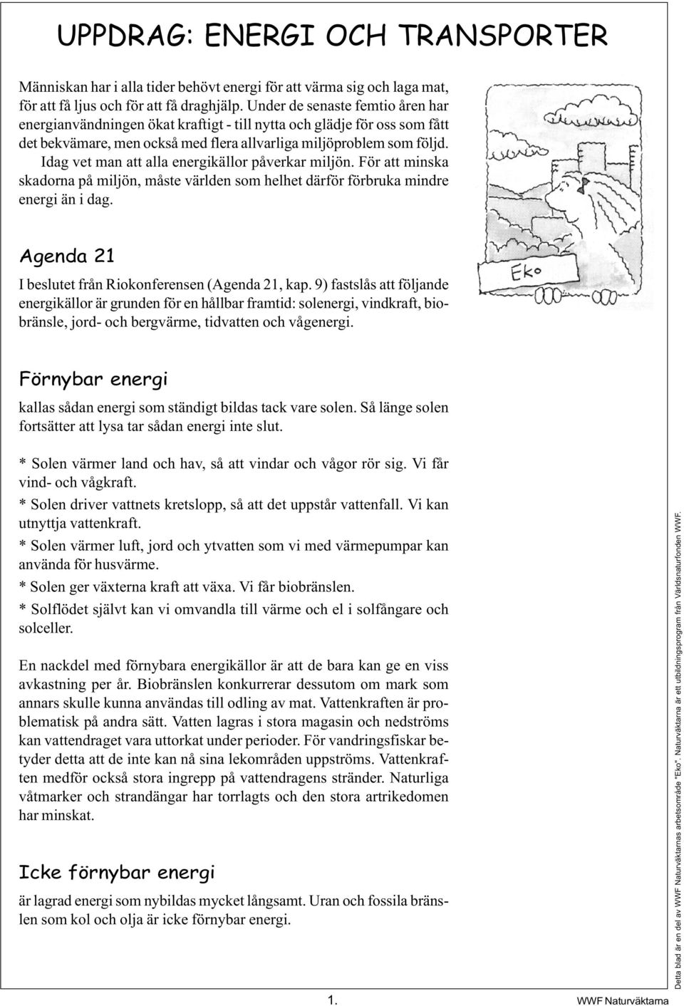 Idag vet man att alla energikällor påverkar miljön. För att minska skadorna på miljön, måste världen som helhet därför förbruka mindre energi än i dag.