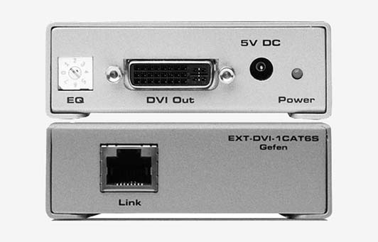 DVI 1433 DVI Cat5 EXTENDER För överföring av DVI-signal upp till 60 m med Cat6 kabel och 45 m med Cat5e kabel. IN: DVI-kontakt (DVI-kabel medföljer). UT: DVI kontakt.