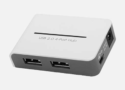 USB/FIREWIRE 533 USB HUB 1 st USB-B ingång. 4 st USB-A utgångar För USB 1 och 2. Kabellängd: max 9 m från hub med normal kabel. Med batterieliminator.
