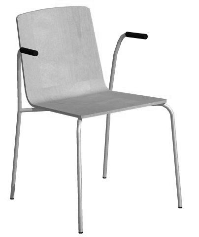 AFTERNOON KS-155 Stapel- och upphängningsbar karmstol. Underrede i krom eller silverlackerad metall. Armstöd i svart purgummi. Stackable and suspendable armchair.