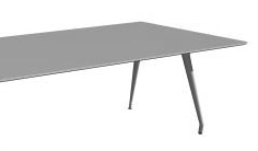 COLT HB-987 Bord med skiva i vitlaminat (enligt RAL 9016), björkfanér. Ben i vitlack eller polerad aluminium. Table with top in white laminate (as per RAL 9016), birch veneer.