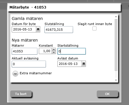 4.2.3 Mätarbyte Skulle en vattenmätare bytas ut i din fastighet behöver du registrera detta i Momentum.