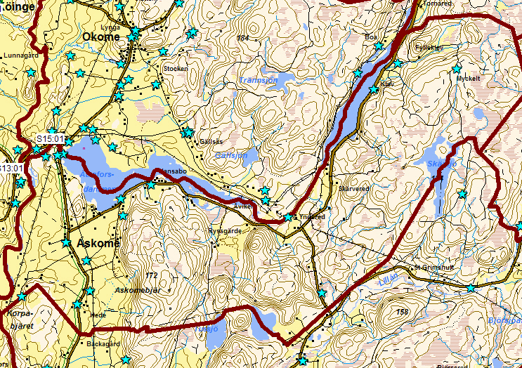 16 Askome är en glest befolkad socken med stora skogstrakter. Utefter Ätran finns flera områden med fritidshus. Länsväg N716 som går längs Ätran mot Gällared har utsetts till Hallands vackraste väg.