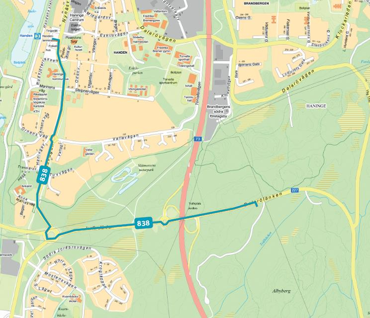 2.2.1 Linjesträckning och trafikering Etapp 1:1 I Etapp 1:1 är de första tomterna i anslutning till koppling 1 bebyggda.