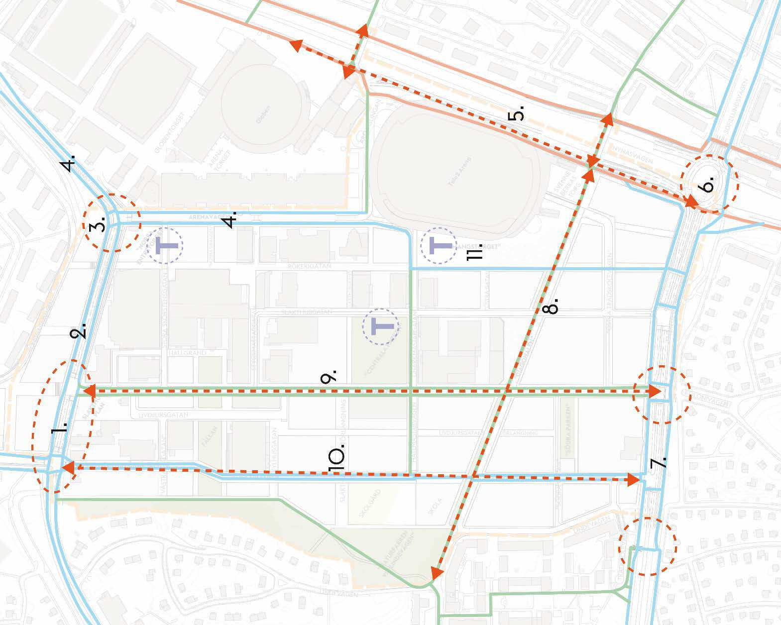 5.4 Slakthusområdets anslutningspunkter för cykel Figur 11.