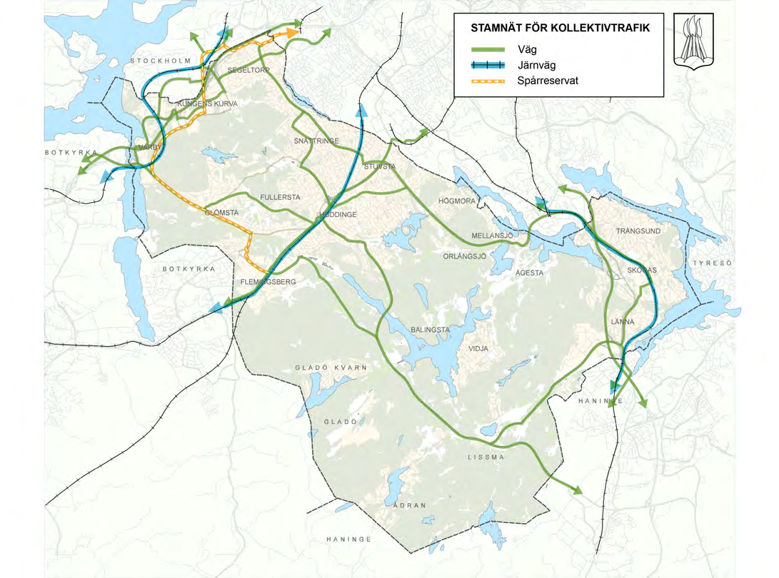 knyta ihop kommunens spårbundna stationer. Busslinjer kommer även fortsättningsvis att trafikera gator som inte pekas ut i stamnätet.