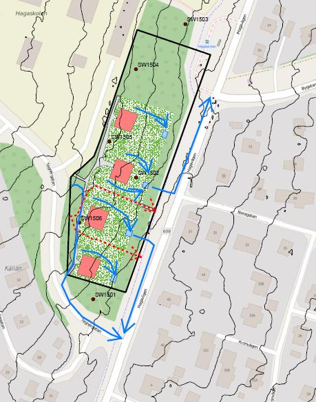 eller att anläggningen anläggs med tät botten. Anläggningen kan designas så att endast överskottsvatten bräddar över till antingen dagvattensystemet eller det angivna dikessystemet.