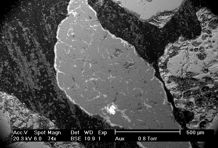 Figur 88. Foto med SEM på bäddsand uttagen den 2004-02-26. Figure 88. Photo with SEM on bed sand from 2004-02-26.