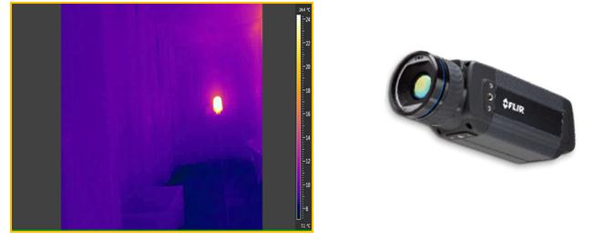 IR- kamera Figur 6: Infraröda kameran Värmekamera, FLIR (Forward Looking InfraRed) eller det mindre specifika infraröd kameran är en anordning som fångar en bild med infraröd strålning, precis som en