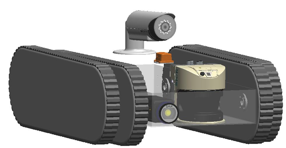 Figur 22: Bild visar placeringen av sensorn i robotens chassi Andra nämnda aspekter under mötet listades nedan: För att ordna de flip ramar på ett sådant sätt att de yttre flip ramar är monterade vid