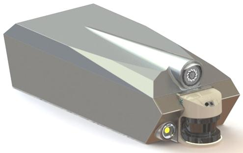 Koncept C-3 Figur 27: 3D modell av koncept C-3 Formen är kantig och har ett runt hölje till videokameran. Kamerahuset är byggt inuti chassit och är placerad på framsidan.