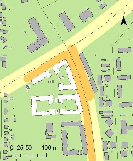 Resultat Halter av partiklar, PM10 vid utbyggnad, kv. Kvarngärdet år 2030 Figur 2 visar beräknad medelhalt av partiklar, PM10 under det 36:e värsta dygnet med kv.