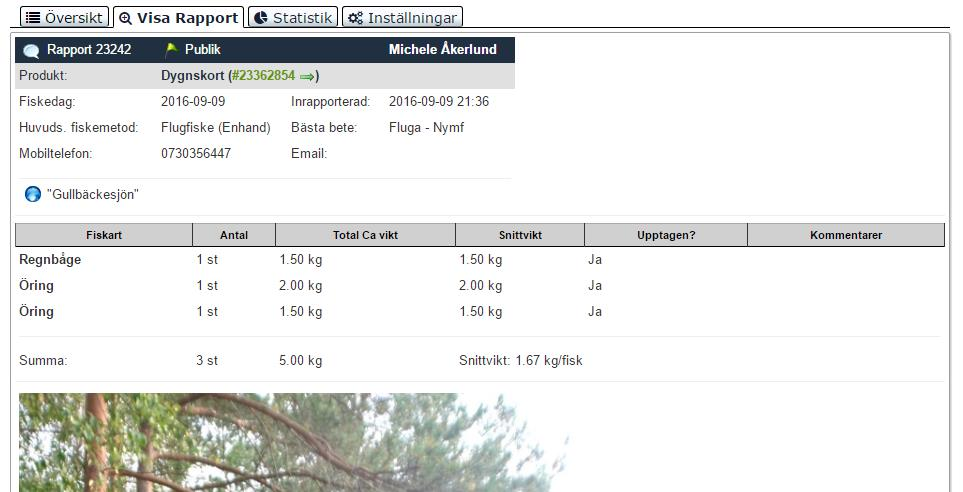 3.10.1 Översikt Här kan ni gå in och se de fångstrapporter som kunderna har skickat in till er organisation. Ni kan välja en valfri tidsperiod, för att t.ex. jämföra utvecklingen från år till år. 3.