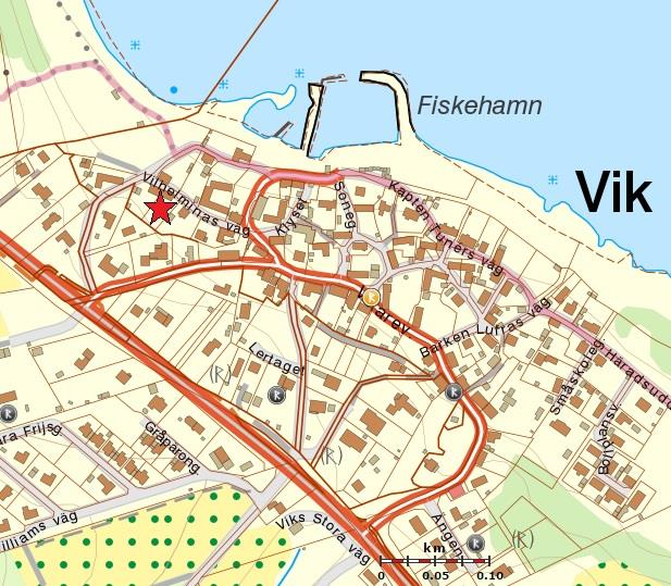 Figur 1. Skåne med platsen för Vik i sydöstra Skåne markerad med en röd prick. Figur 2.
