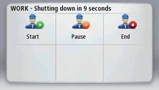 Starta/stäng av navigationsenheten När du startar din TomTom PRO-enhet kan du bli ombedd att rapportera att du börjar arbeta eller avslutar en rast.