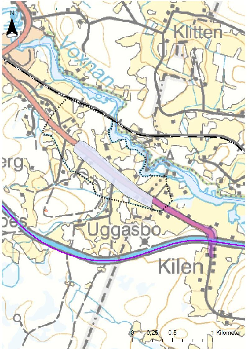 NV VicNatur Vattenskyddsområde - planerad - framtida Potentiellt förorenade områden EBH Riskklass/Preciserad status efter åtgärd ^_ 1 ^_ 2 ^_ 3 med enkelspår med dubbelspår Övrig järnväg under