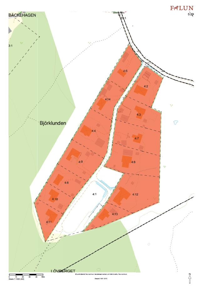 VERKSAMHETSOMRÅDE Det finns ett förslag på avgränsning av verksamhetsområde, markerat med orange i bilden nedan.