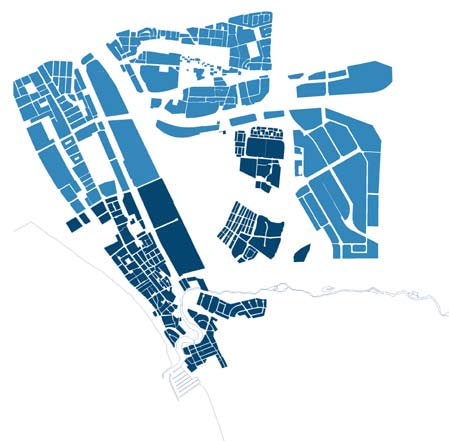 Bebyggelseriktningar Inom Raus-området har bebyggelsens placering förstärkt vissa riktningar och rörelser inom respektive stadsdel.