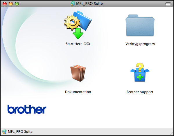 Allmän information Visa dokumentation (Macintosh) 1 a Sätt på Macintosh-datorn. Sätt i cdskivan från Brother i cd-läsaren. Det här fönstret visas: b Dubbelklicka på Dokumentationsymbolen.