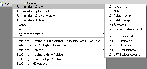 Gå till Nytt Journalmallar-läkare. Där hittar du mallarna som skall användas vid dokumentation av ECT-behandling. Vad du behöver göra Ordination av ECT 1.