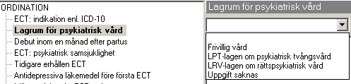 Ordination av ECT Detaljerad användarguide - Journalmall ECT-ordination ECT: Indikation enl. ICD-10 Välj det alternativ (aktuell diagnos) som passar din patient.