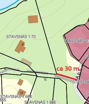 131 26 Nacka Strand Sid 5(5) Avståndet från Stavsnäs 1:640 till planerad distributionsledning är ca 50 m, se figur 4.