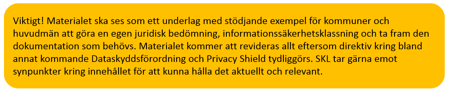 Ett fiktivt exempel att använda som diskussionsunderlag PuL-bedömning av molntjänst i skolan Detta dokument är ett fiktivt exempel på hur en genomförd PuL 1 -bedömning av en molntjänst för skolorna i