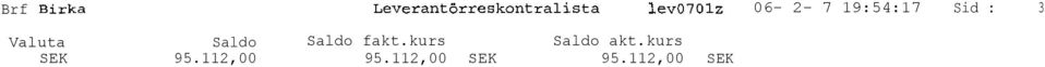 Valuta Saldo Saldo fakt.kurs Saldo akt.