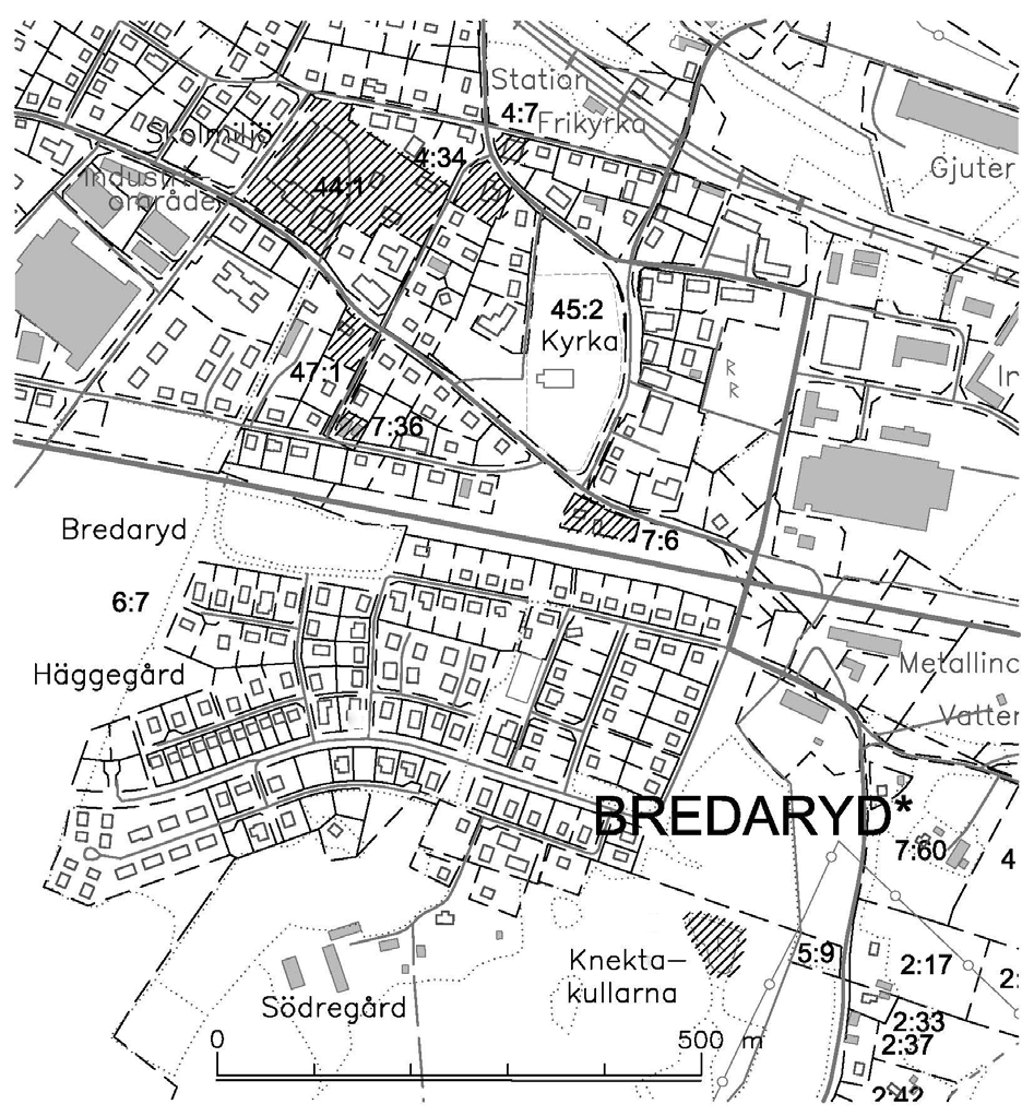 4 - Bredaryds tätort Karta över Bredaryds tätort, med urval av objekt och miljöer.