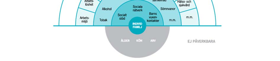 Hälsans bestämningsfaktorer är en modell av Dahlgren G. och Whitehead M.