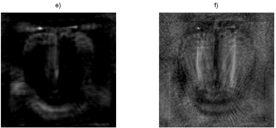 Kapitel 7. Mönsterdetektering 113 g) Fig. 7.2 Korrelationsexperiment. I samtliga bilder visas negativa pixelvärden som 0=svart. a) Ingångsbild b(x,y). b) Sökt mönster a(x,y).