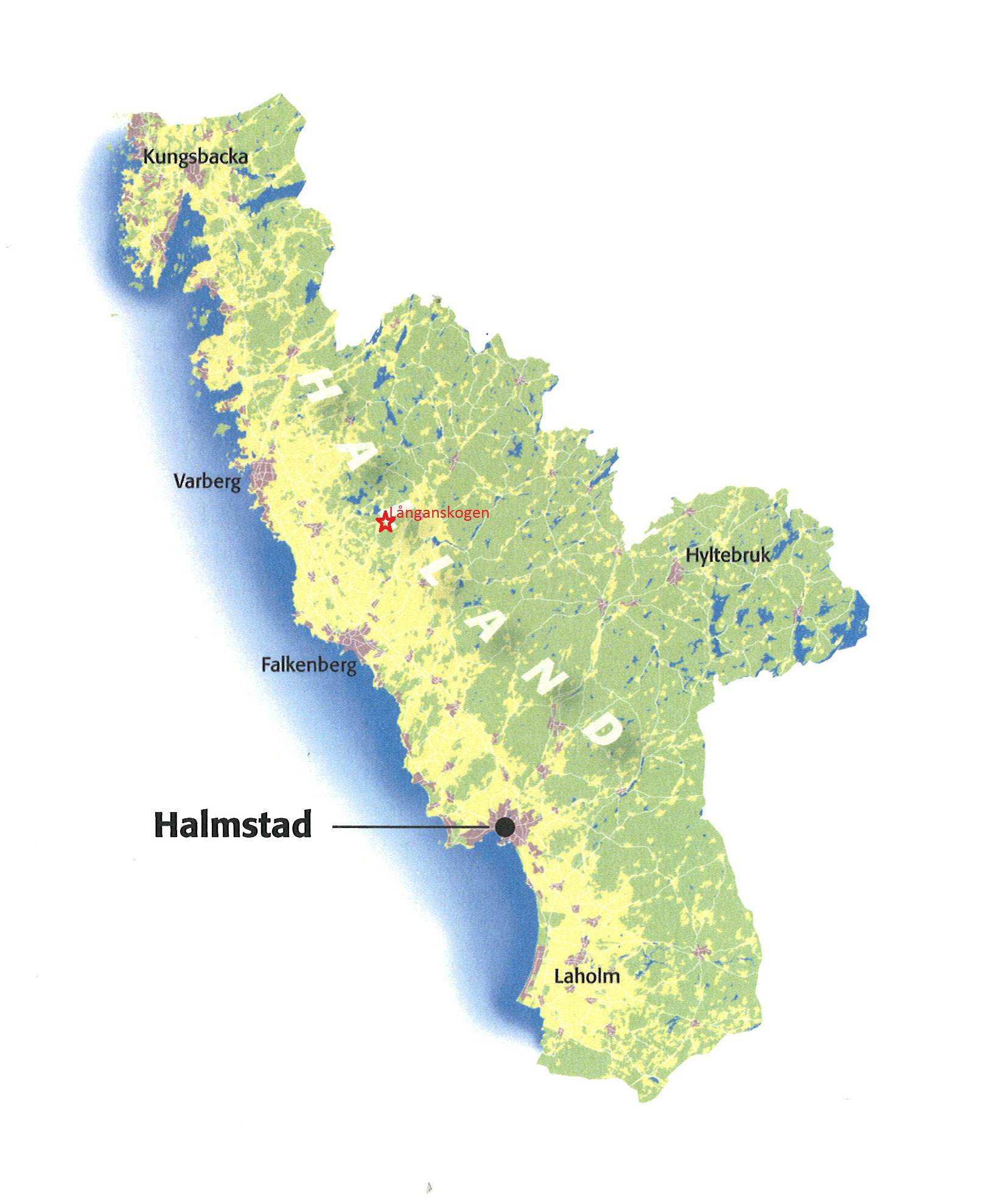 Inledning Läge Torpet Långanskogen ligger i Sibbarps socken i de sydöstra delarna av Varbergs kommun. Torpet ligger avsides i skogen ca 1 km från Ästad, vid Byasjöns södra strand.