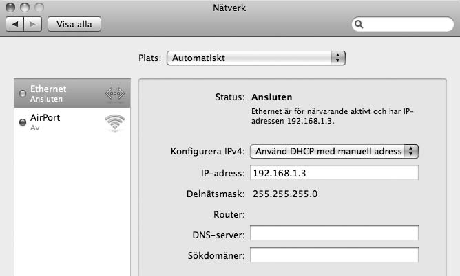 Mac OS X 10.6 Skapa en FTP-server 1 Visa nätverksinställningar. Öppna Systeminställningar och klicka på Nätverk. 2 Justera nätverksinställningar.