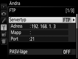 Nätverksinställningar / Redigera ftp-serverprofiler / TCP/IP TCP/IP Om nätverket är konfigurerat för att tillhandahålla IP-adresser automatiskt, välj Aktivera för Erhåll automatiskt.