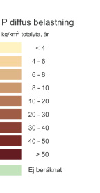 Fördelningen av det totala diffusa läckaget per total area speglar framför allt fördelningen av områden med hög avrinning (figur 30).