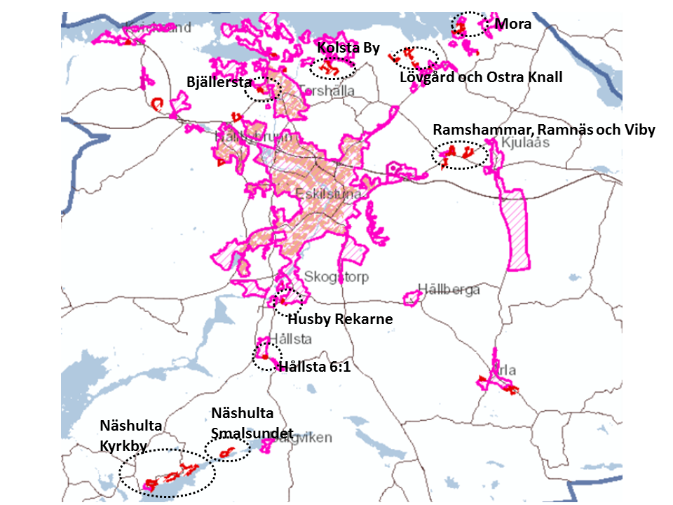 BESLUTSUNDERLAG 3 (26) Figur 1Översiktsbild som visar befintligt verksamhetsområde (lila område) samt geografiskt läge för nya VO med Omvandlingsområden, Exploateringar