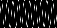 Frekvens Oscillationshastighet, dvs antalet svängningar per tidsenhet Frekvens (f) = Antal perioder per sekund enheten Hertz (Hz) Exempel: Sinus-våg Svarta signalen har en period på 1 s, f = 1/1 =