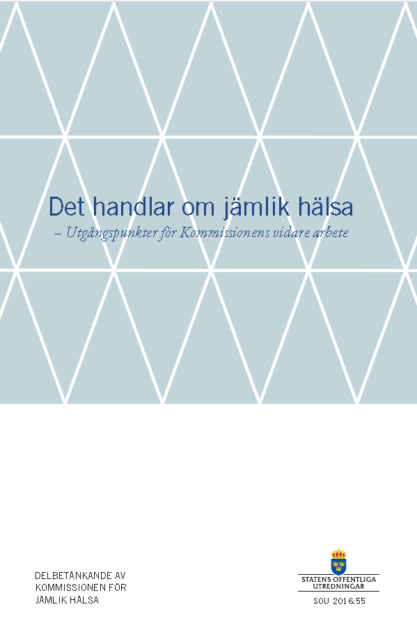 Delbetänkandets upplägg 1. Varför jämlik hälsa? 1.1. Ojämlikhet i hälsa som samhällsproblem 1.2. Sociala bestämningsfaktorer och skillnader i hälsa 1.3. Vad menar vi med hälsa? 1.4.